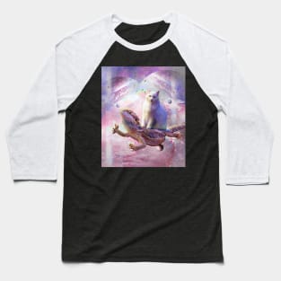 Space Cat Riding Bearded Dragon Lizard Baseball T-Shirt